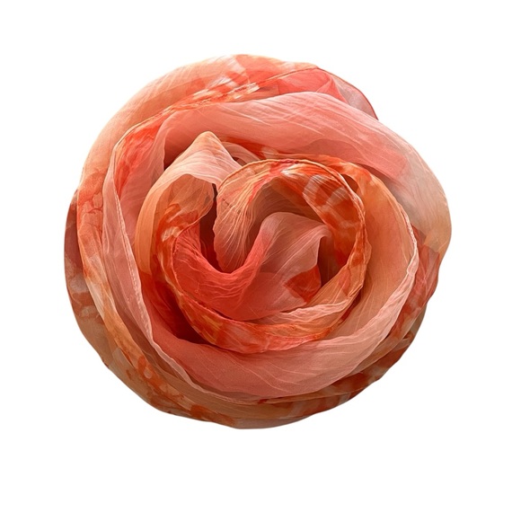 70's Vintage Mystery Scarf in Sheer Shades of Orange Sherbets & Cream ~ Perfect - Picture 15 of 16